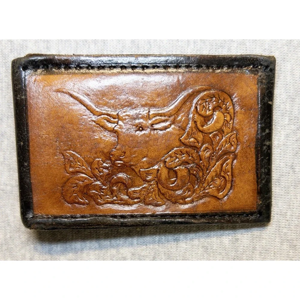 Vtg Tooled Leather Western Belt Longhorn Steer Rodeo Cowboy‎
